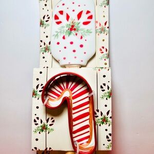 Holiday Candy Cane Silicone Spatula & Cookie Cutter Christmas Baking Cooking